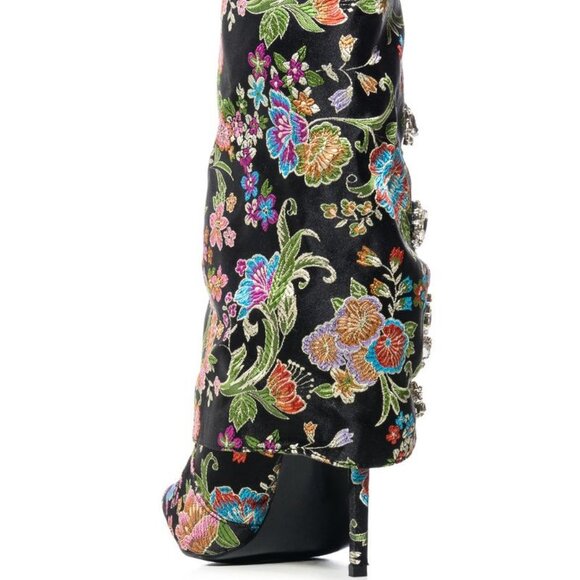 The AZALEA WANG " FLORAL FRANCE' " FLOWER PRINT FOLD OVER BOOTIE ( BRAND NEW !! - Picture 3 of 7